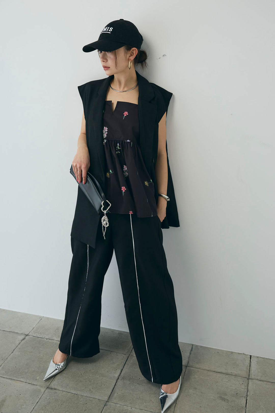 [予約/SET]ヘザーエステルテーラードジレ+フラワープリントキャミ(2set)