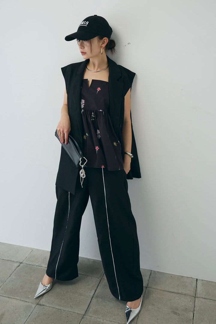 [予約/SET]ヘザーエステルテーラードジレ+ヘザーエステルカーブパンツ(2set)