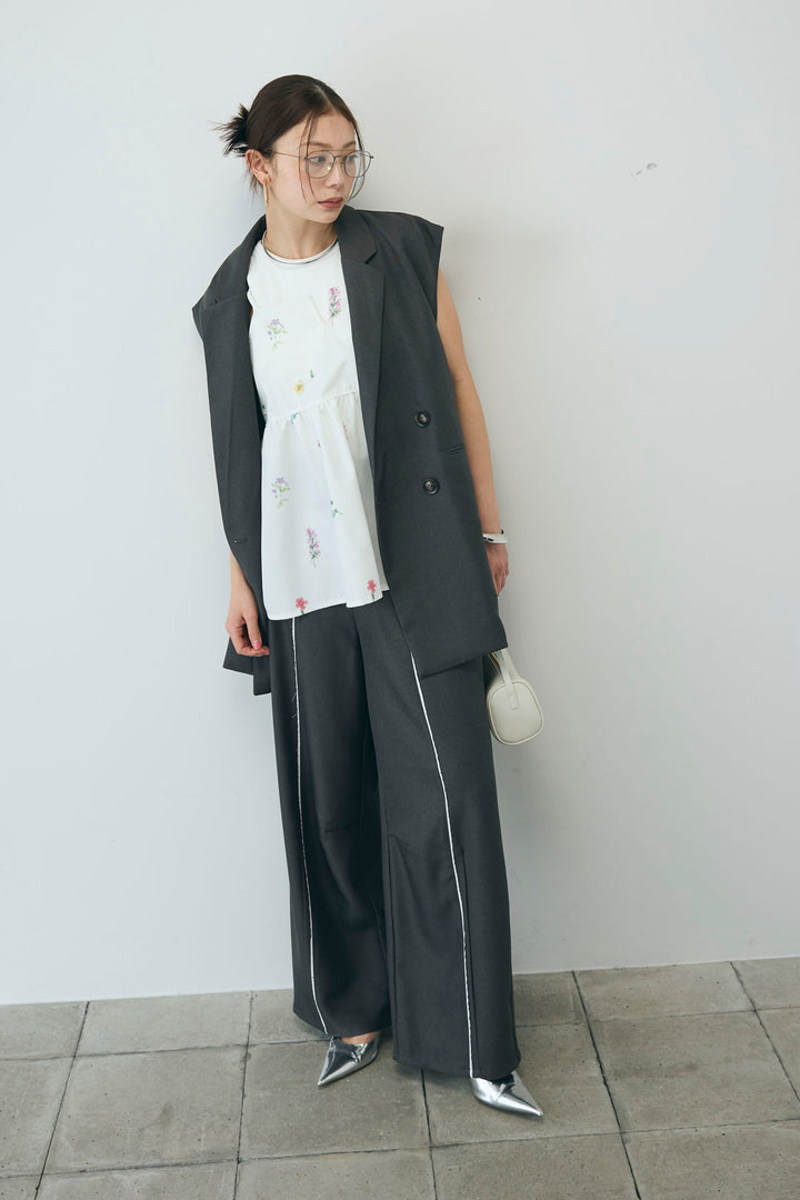 [予約/SET]ヘザーエステルテーラードジレ+フラワープリントキャミ(2set)