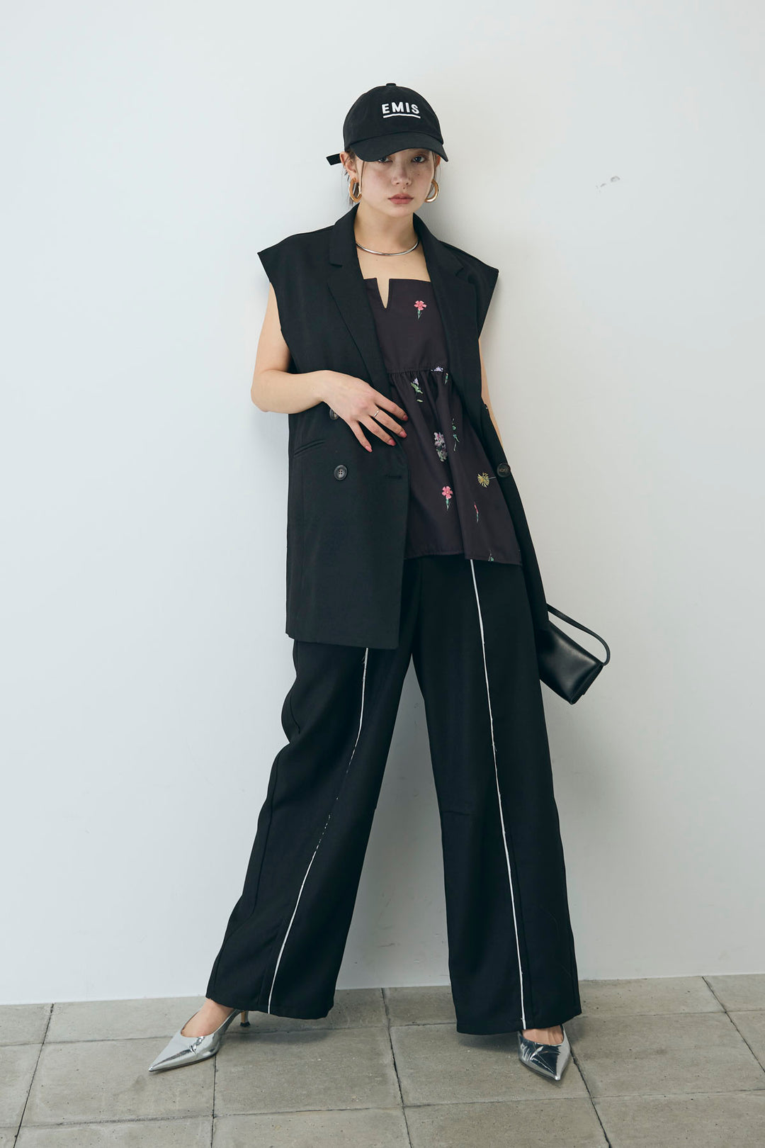 [予約/SET]ヘザーエステルテーラードジレ+フラワープリントキャミ(2set)