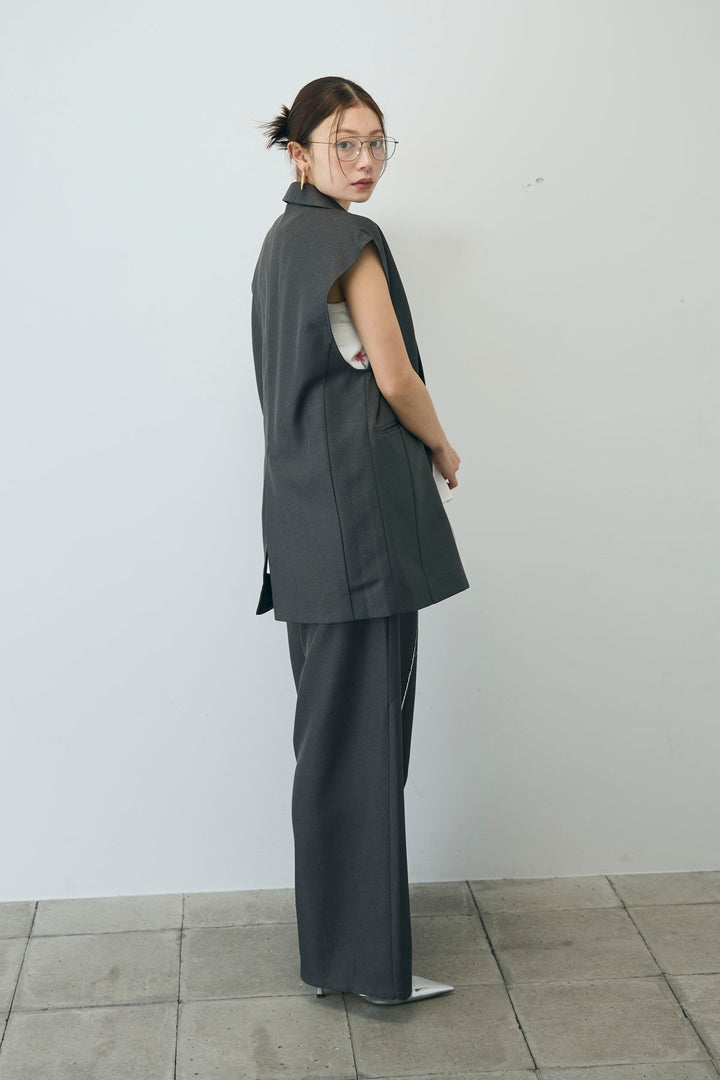 [予約/SET]ヘザーエステルテーラードジレ+フラワープリントキャミ(2set)