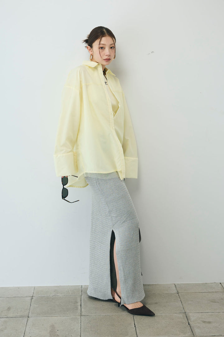 [予約/SET]チュール被せオーバーサイズシャツ+スプリングニットスカート(2set)