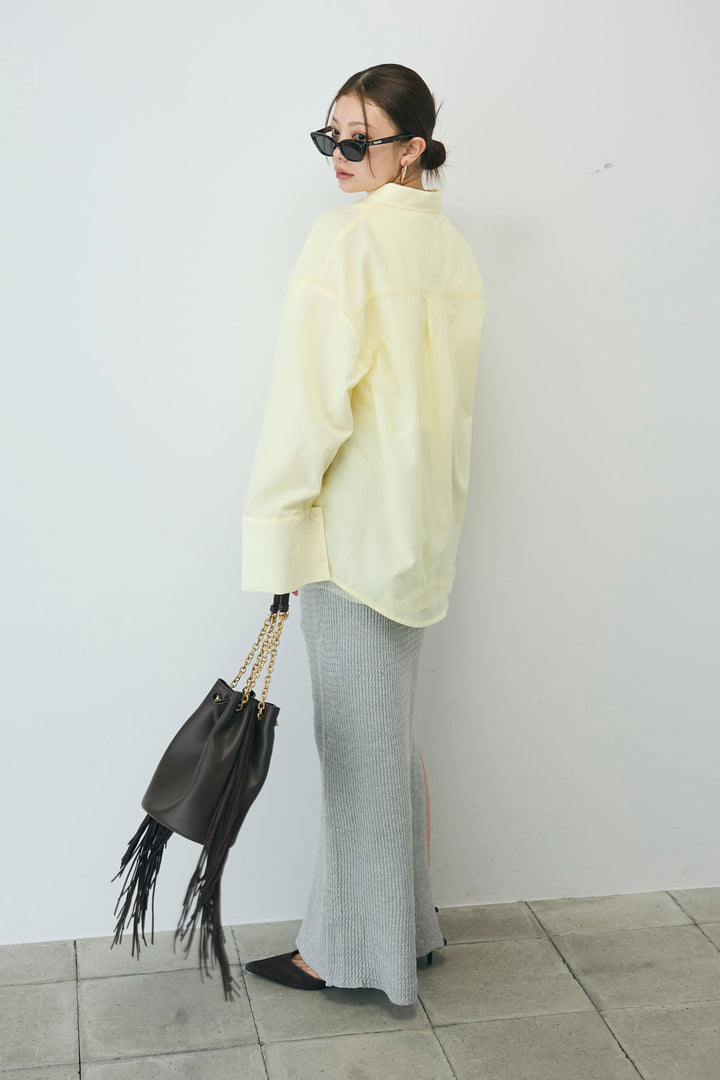 [予約/SET]チュール被せオーバーサイズシャツ+スプリングニットスカート(2set)