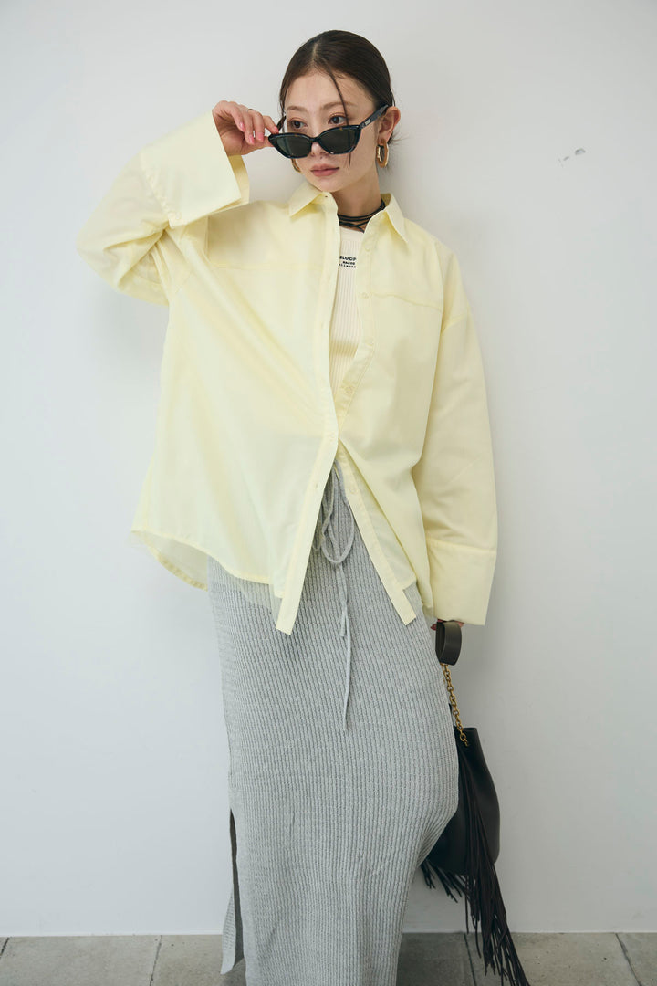 [予約/SET]チュール被せオーバーサイズシャツ+スプリングニットスカート(2set)