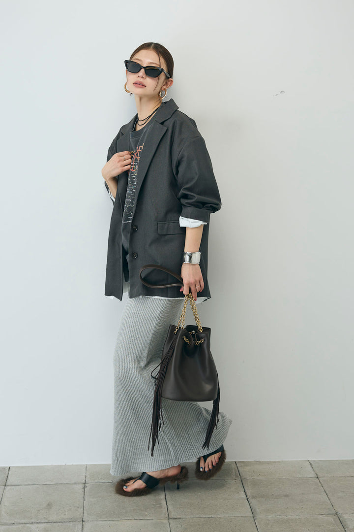 [予約/SET]ヘザーエステルテーラードジャケット+vintage-Tシャツ+スプリングニットスカート(3set)