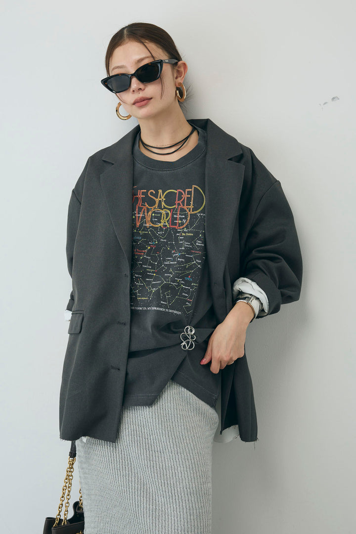 [予約/SET]ヘザーエステルテーラードジャケット+vintage-Tシャツ+スプリングニットスカート(3set)