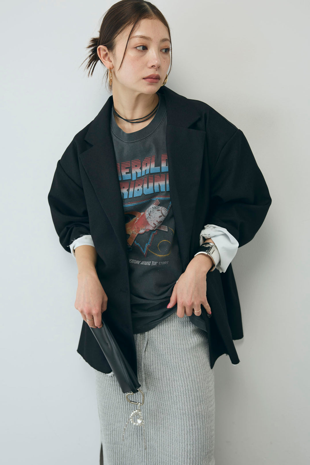 [予約/SET]ヘザーエステルテーラードジャケット+vintage-Tシャツ(2set)