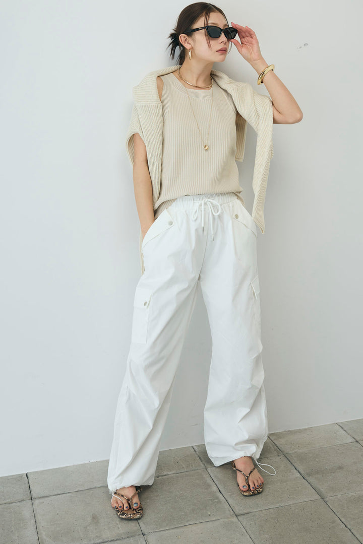 [予約/SET]編柄ノースリーブPO+カーゴパンツ(2set)