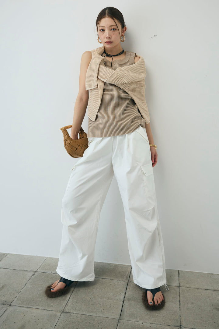 [予約/SET]編柄ノースリーブPO+カーゴパンツ(2set)