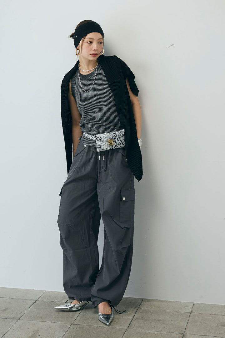 [予約/SET]編柄ノースリーブPO+カーゴパンツ(2set)
