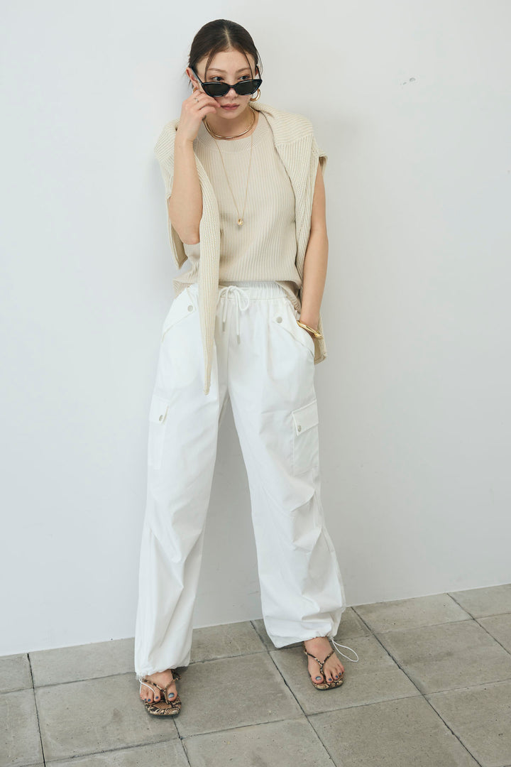 [予約/SET]編柄ノースリーブPO+カーゴパンツ(2set)