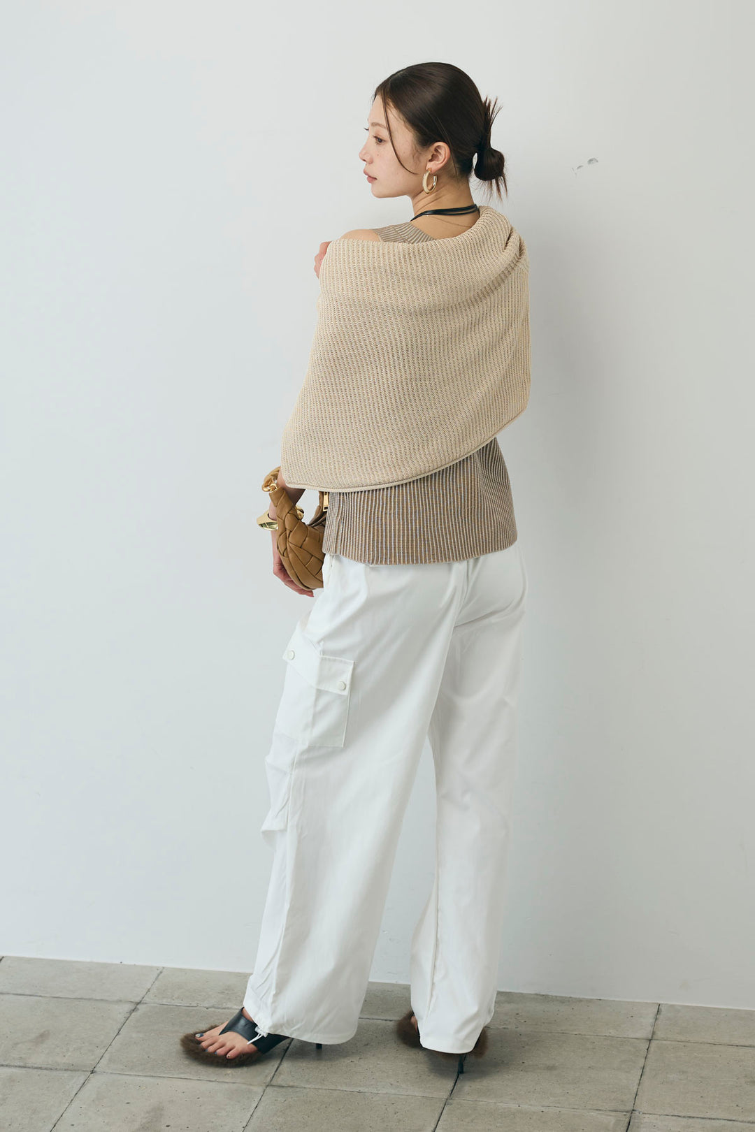 [予約/SET]編柄ノースリーブPO+カーゴパンツ(2set)