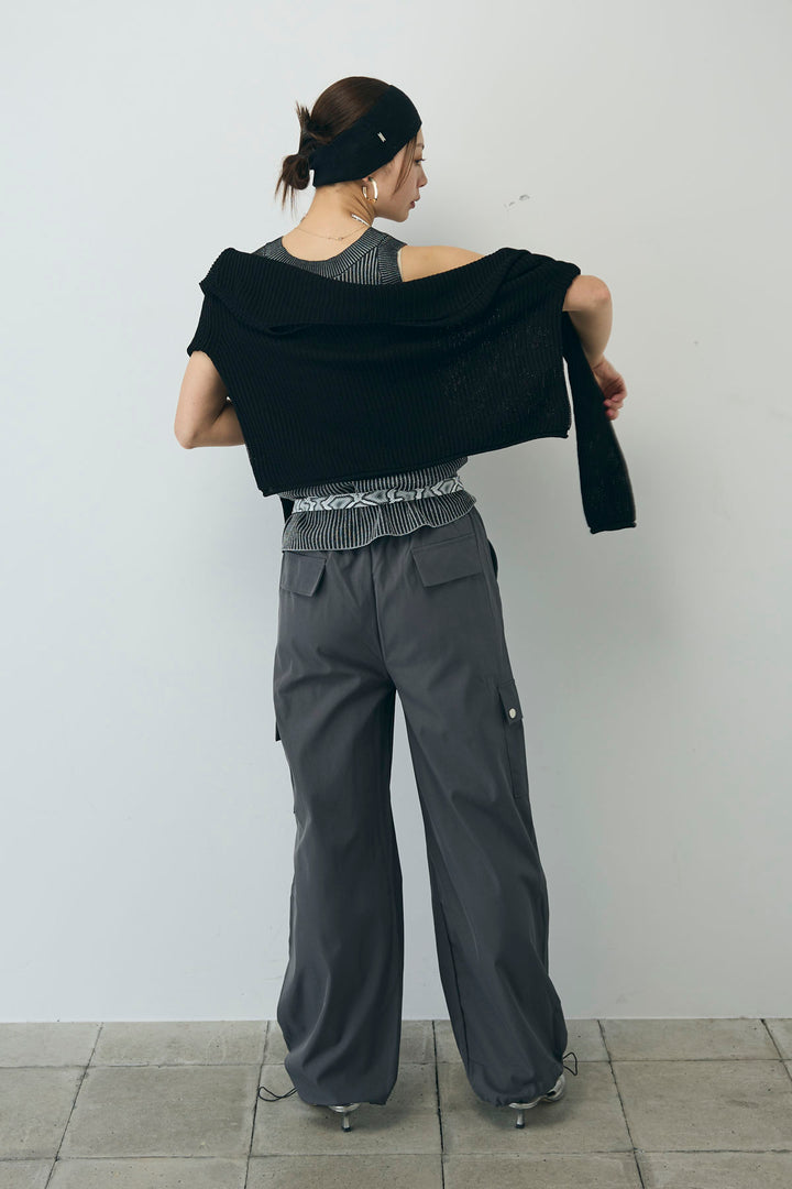 [予約/SET]編柄ノースリーブPO+カーゴパンツ(2set)