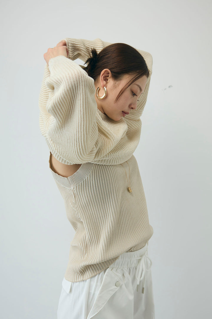 [予約/SET]編柄ノースリーブPO+リネンタッチルーズニットプルオーバー(2set)