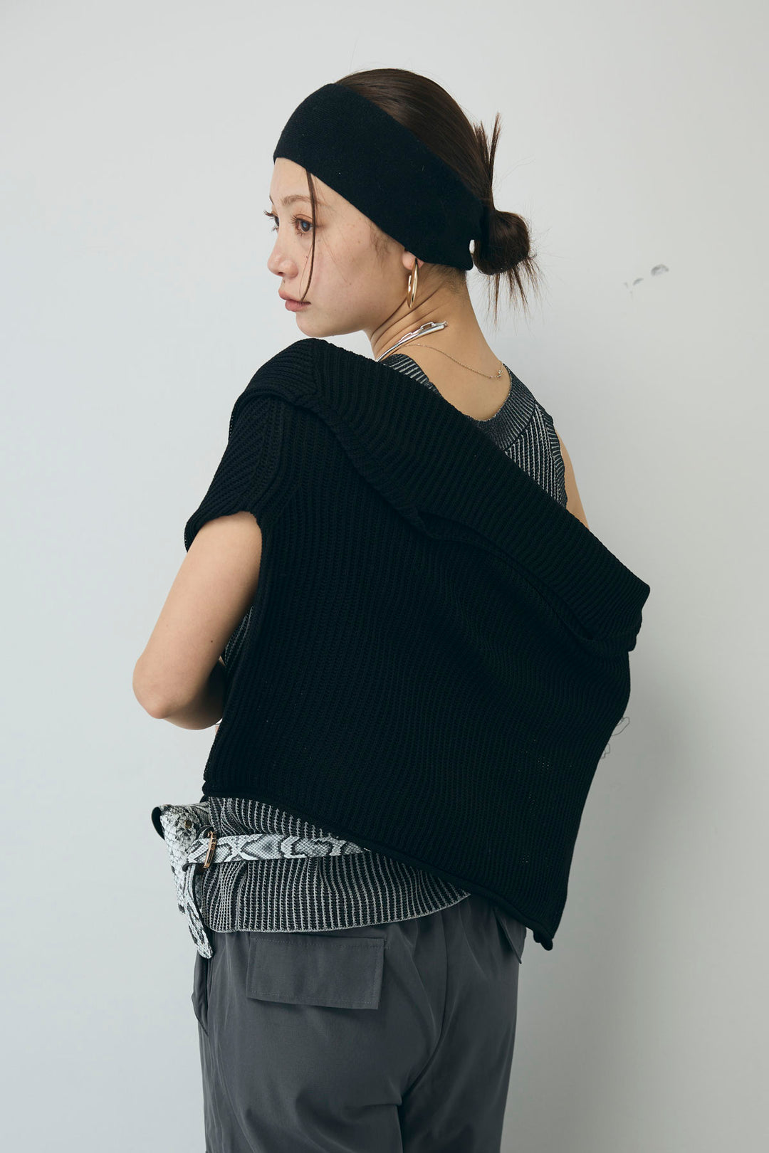 [予約/SET]編柄ノースリーブPO+リネンタッチルーズニットプルオーバー(2set)