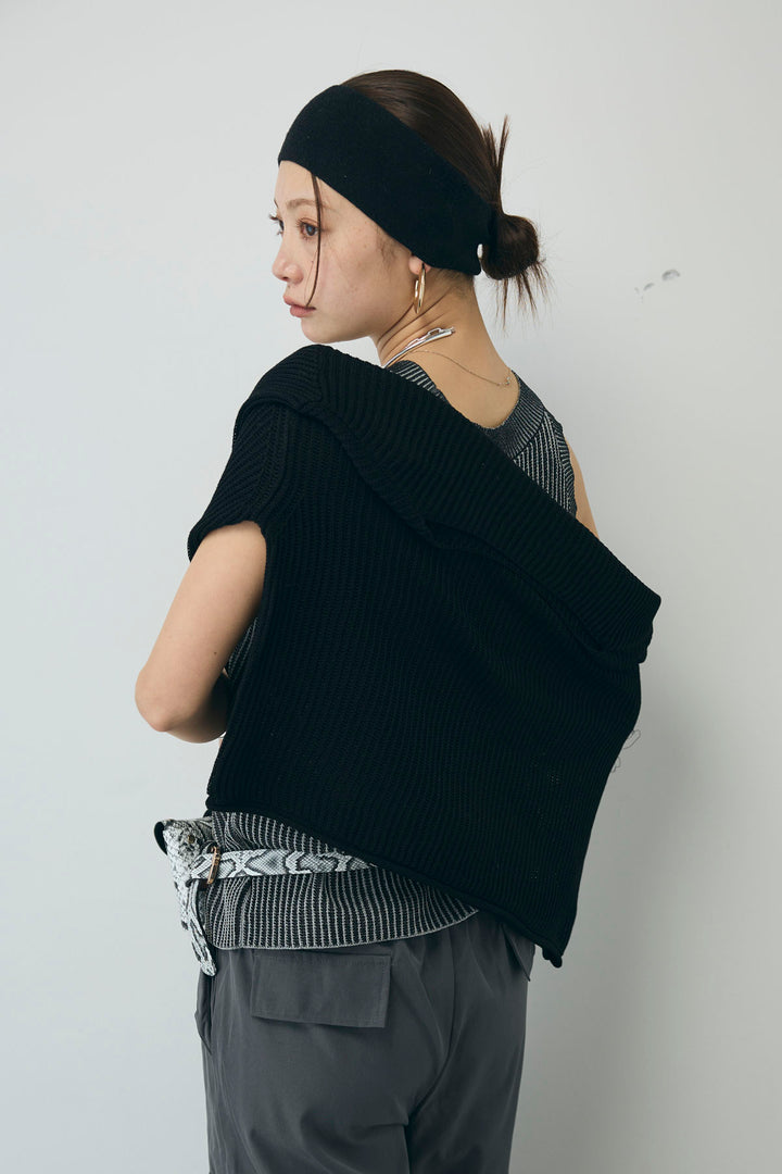 [予約/SET]編柄ノースリーブPO+リネンタッチルーズニットプルオーバー(2set)