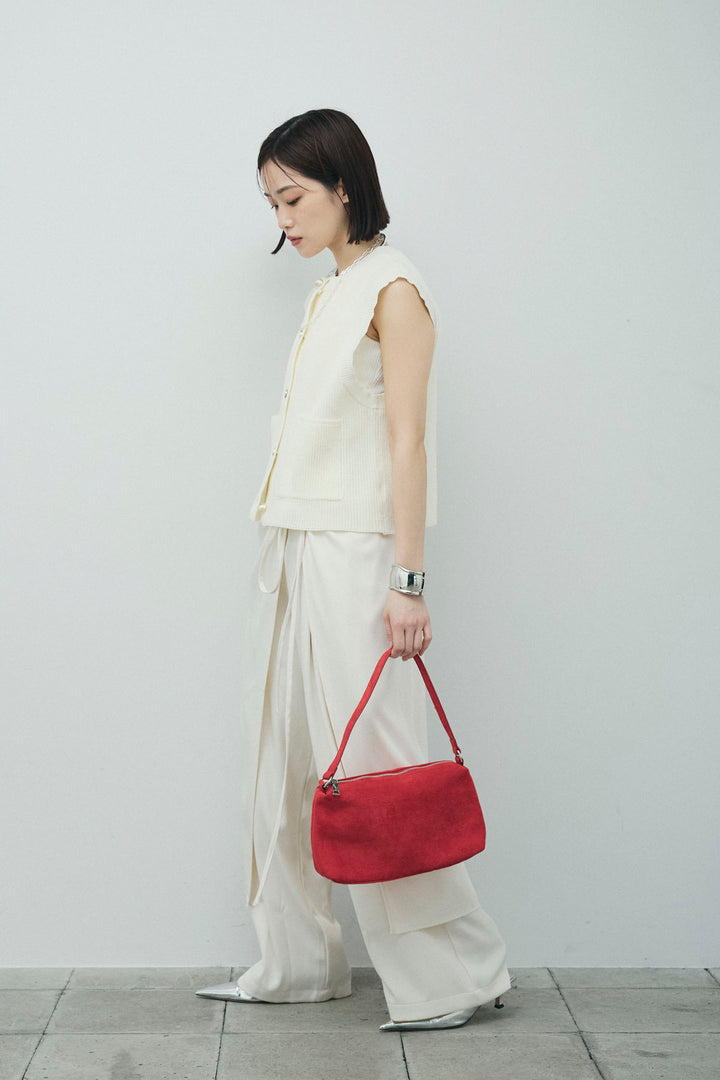 [予約/SET]畦編み金釦ルーズベスト+レイヤードラップパンツ(2set)