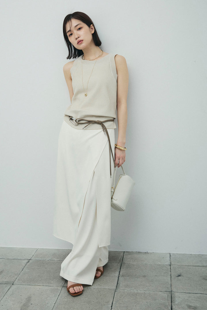 [予約/SET]編柄ノースリーブPO+レイヤードラップパンツ(2set)