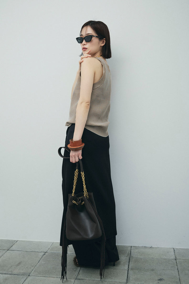 [予約/SET]編柄ノースリーブPO+レイヤードラップパンツ(2set)