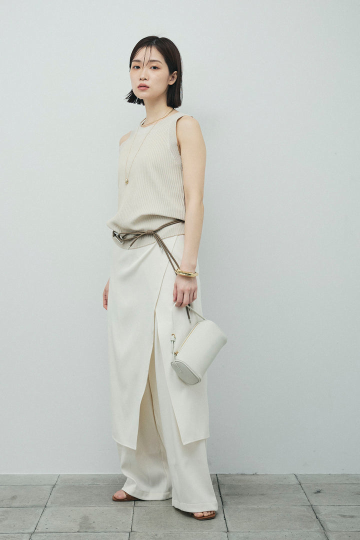 [予約/SET]編柄ノースリーブPO+レイヤードラップパンツ(2set)
