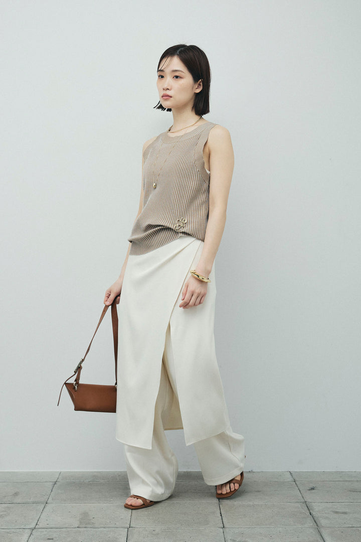[予約/SET]編柄ノースリーブPO+レイヤードラップパンツ(2set)