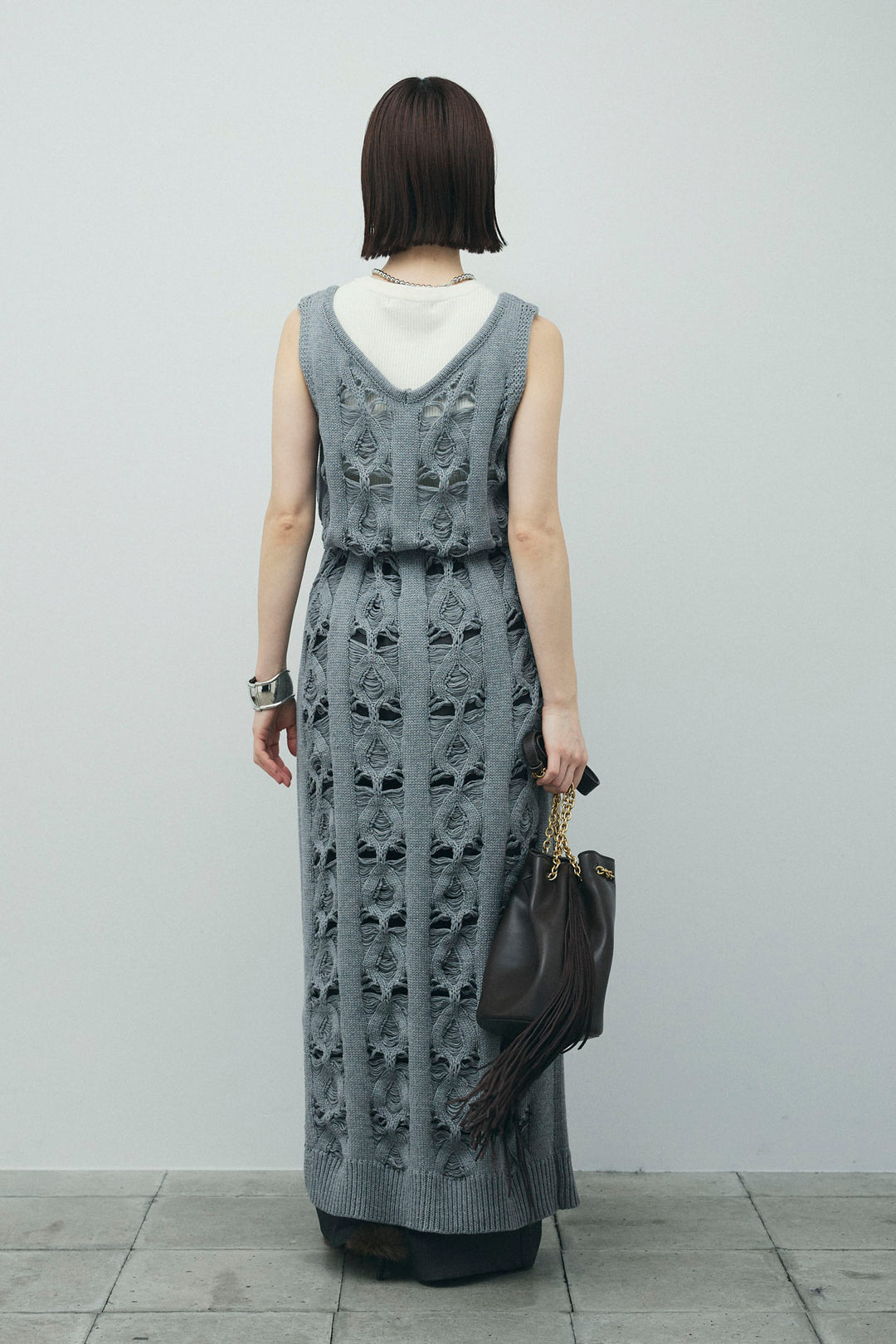 [予約/SET]ミックス編みニットワンピース+ヘザーエステルカーブパンツ(2set)