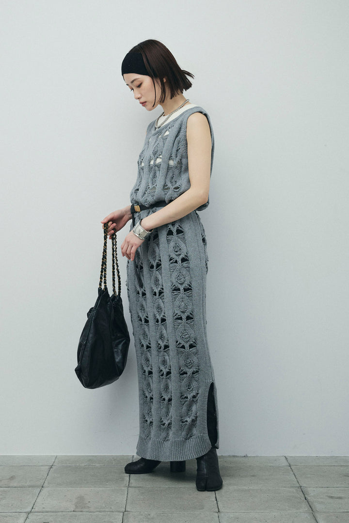 [予約/SET]ミックス編みニットワンピース+ハイウエストスキニーレギンス(2set)