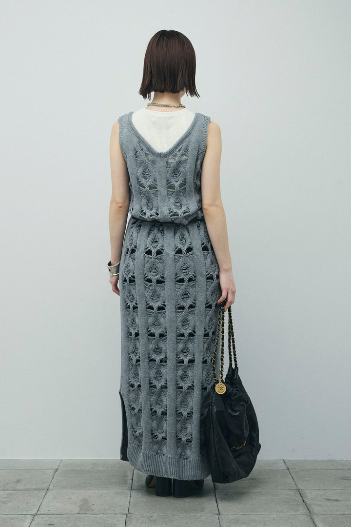 [予約/SET]ミックス編みニットワンピース+ハイウエストスキニーレギンス(2set)