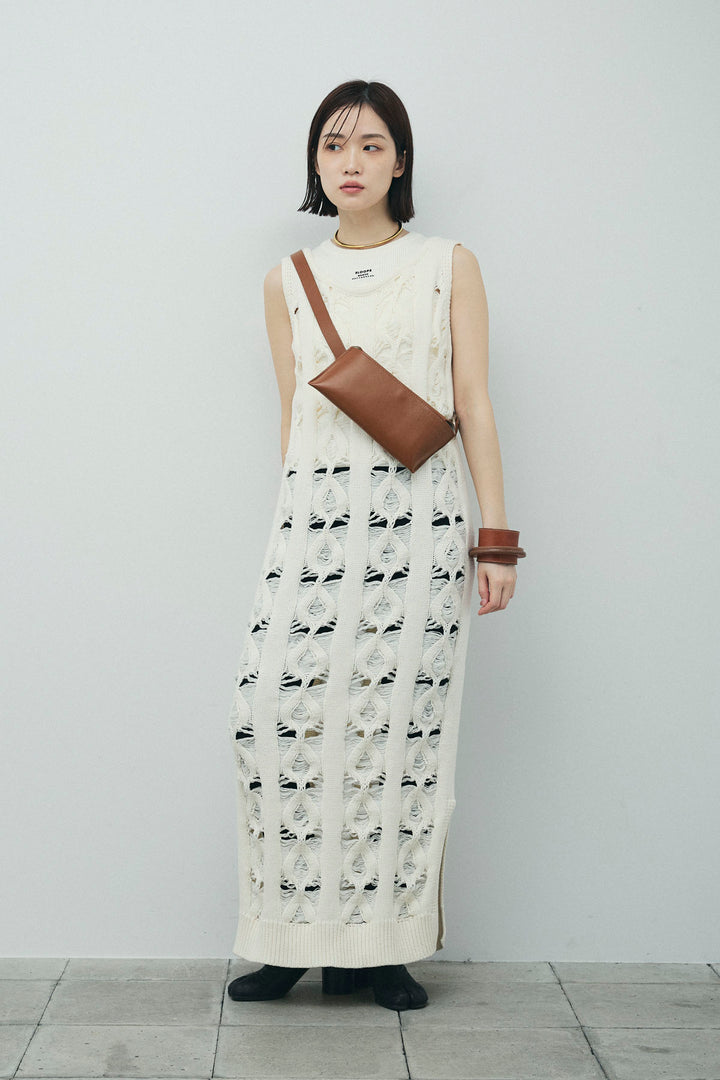 [予約/SET]ミックス編みニットワンピース+ハイウエストスキニーレギンス(2set)