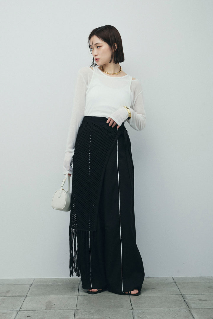 [予約/SET]シアーレイヤードトップス+ヘザーエステルカーブパンツ(2set)