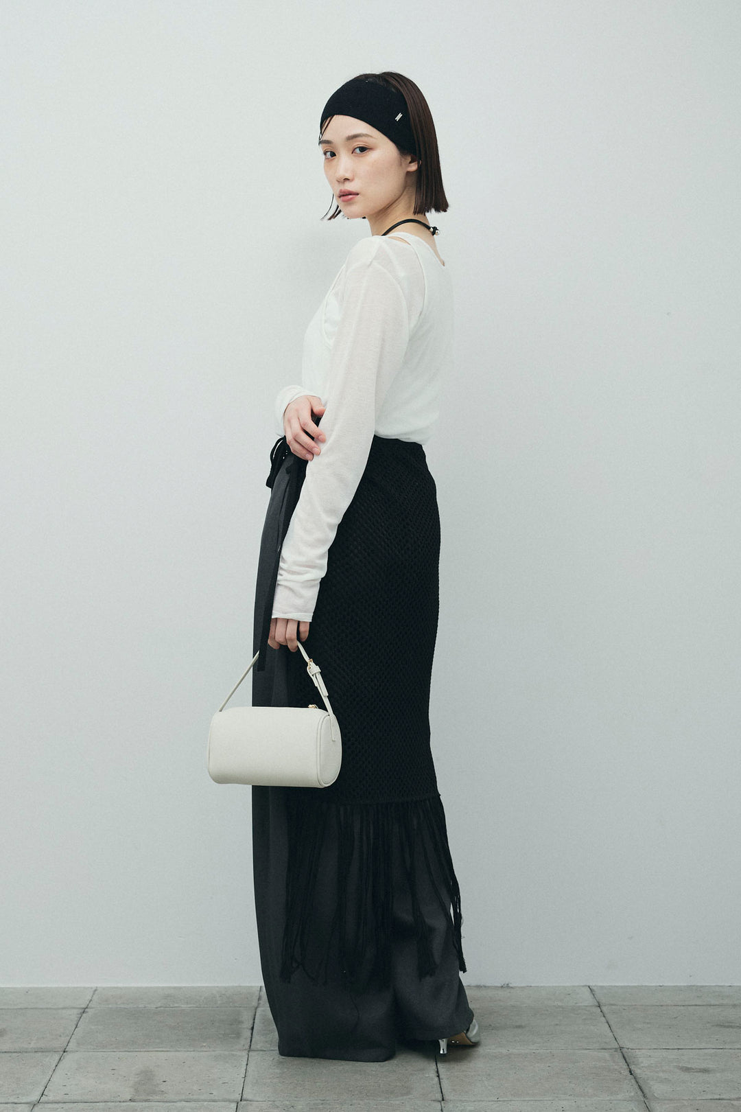 [予約/SET]シアーレイヤードトップス+ヘザーエステルカーブパンツ+メッシュラップスカート(3set)