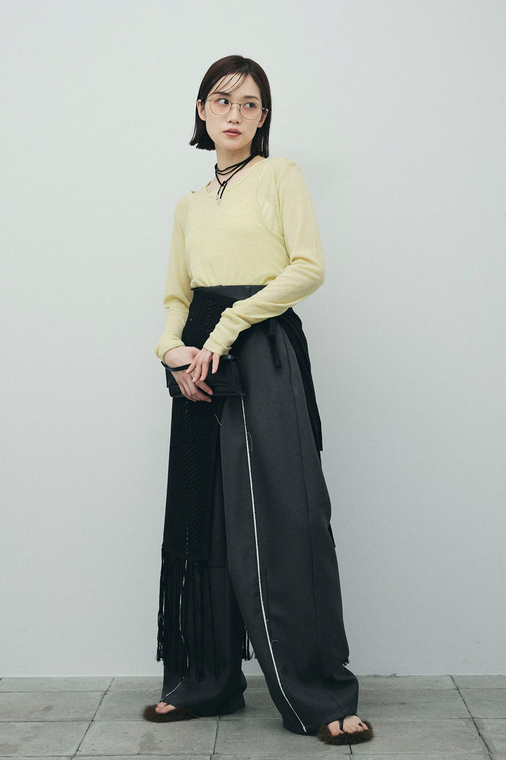 [予約/SET]シアーレイヤードトップス+ヘザーエステルカーブパンツ(2set)