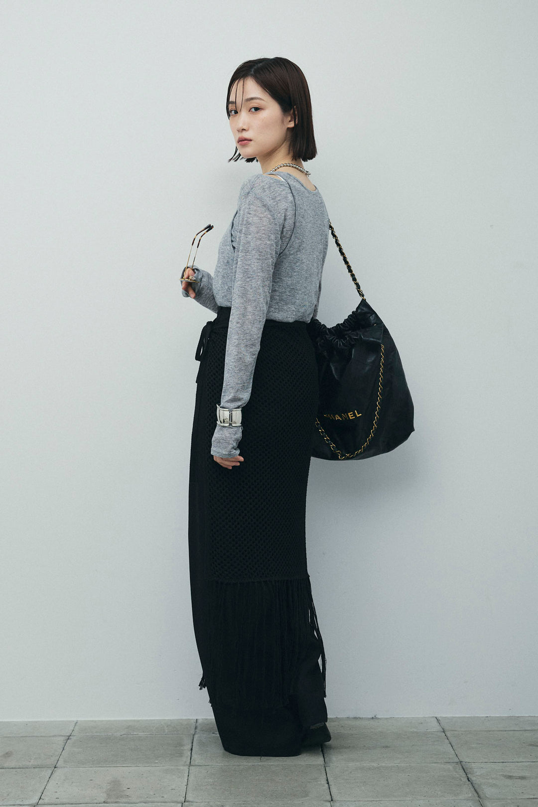 [予約/SET]シアーレイヤードトップス+ヘザーエステルカーブパンツ(2set)