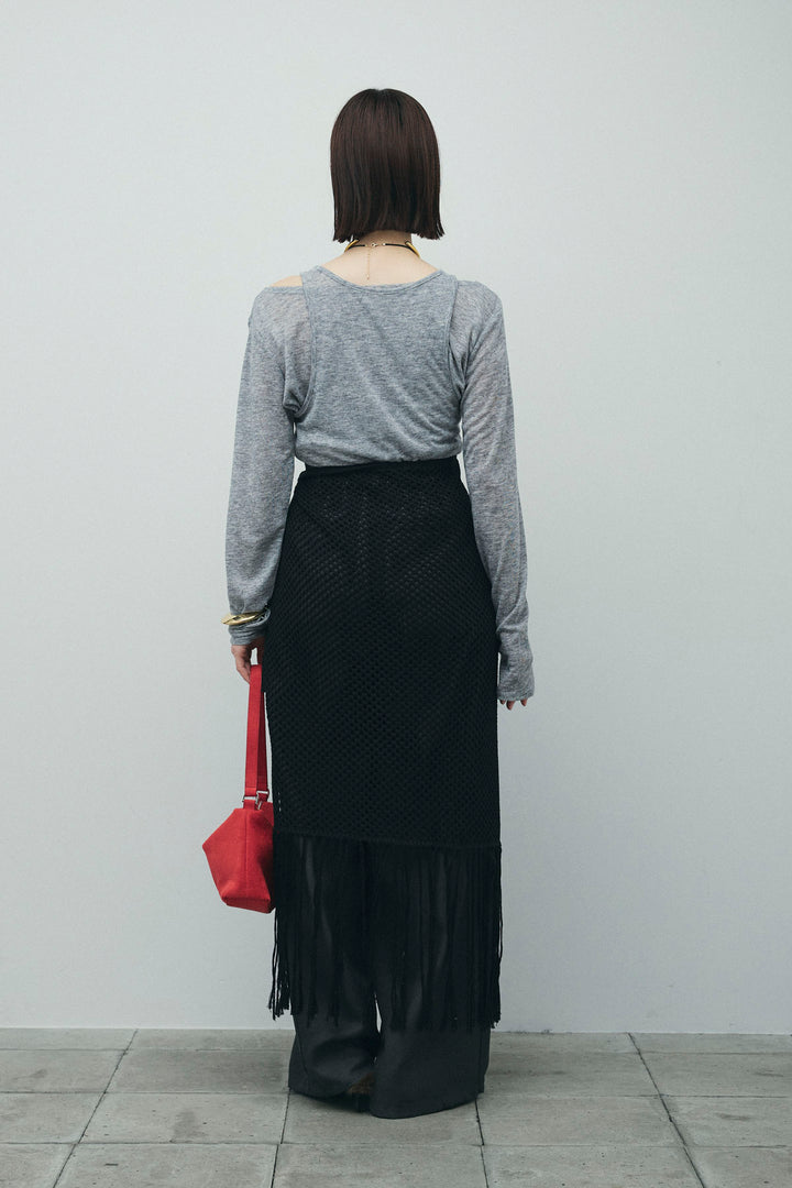 [予約/SET]シアーレイヤードトップス+ヘザーエステルカーブパンツ(2set)