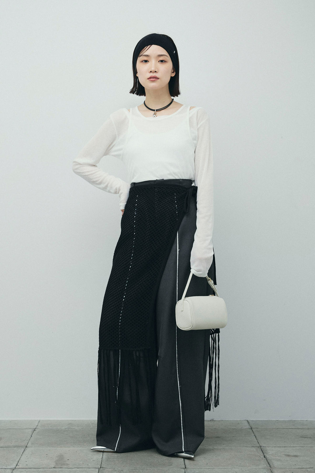 [予約/SET]シアーレイヤードトップス+ヘザーエステルカーブパンツ(2set)