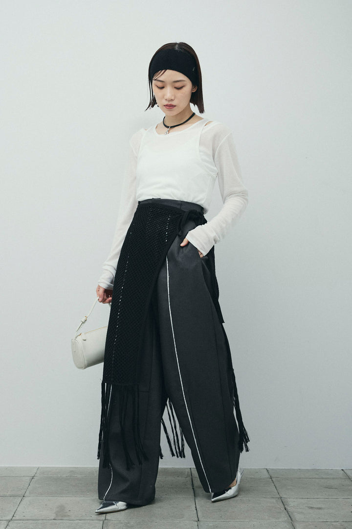 [予約/SET]シアーレイヤードトップス+ヘザーエステルカーブパンツ(2set)