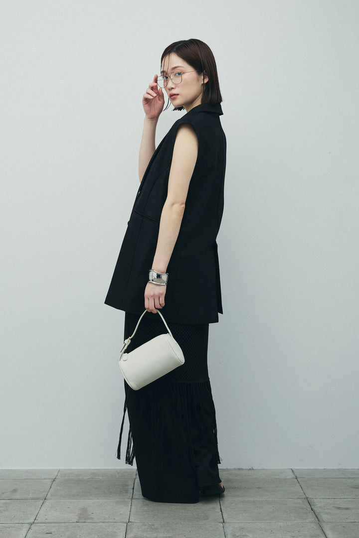 [予約/SET]ヘザーエステルテーラードジレ+ヘザーエステルカーブパンツ+メッシュラップスカート(3set)