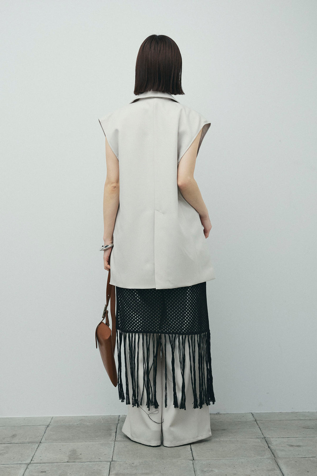 [予約/SET]ヘザーエステルテーラードジレ+ヘザーエステルカーブパンツ+メッシュラップスカート(3set)