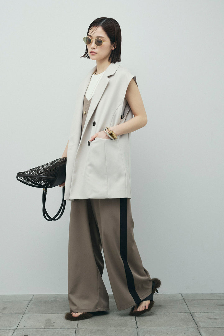 [予約/SET]ヘザーエステルテーラードジレ+サイドラインキャミサロペット(2set)