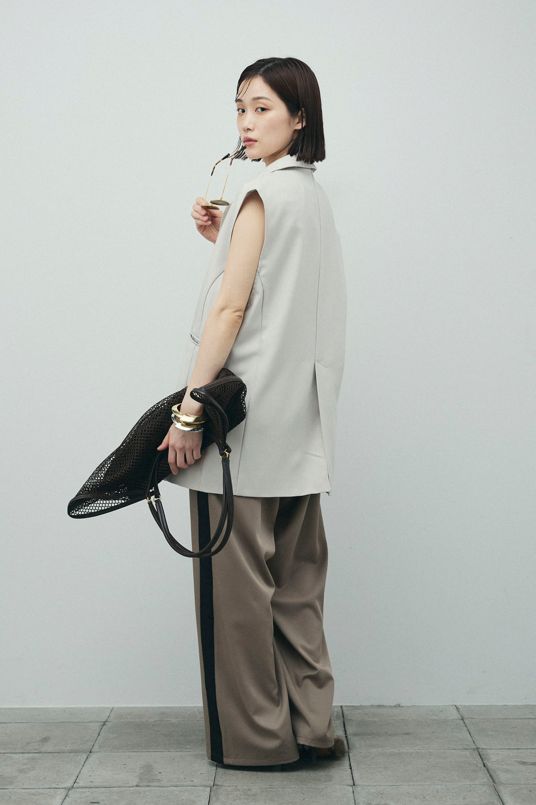 [予約/SET]ヘザーエステルテーラードジレ+サイドラインキャミサロペット(2set)