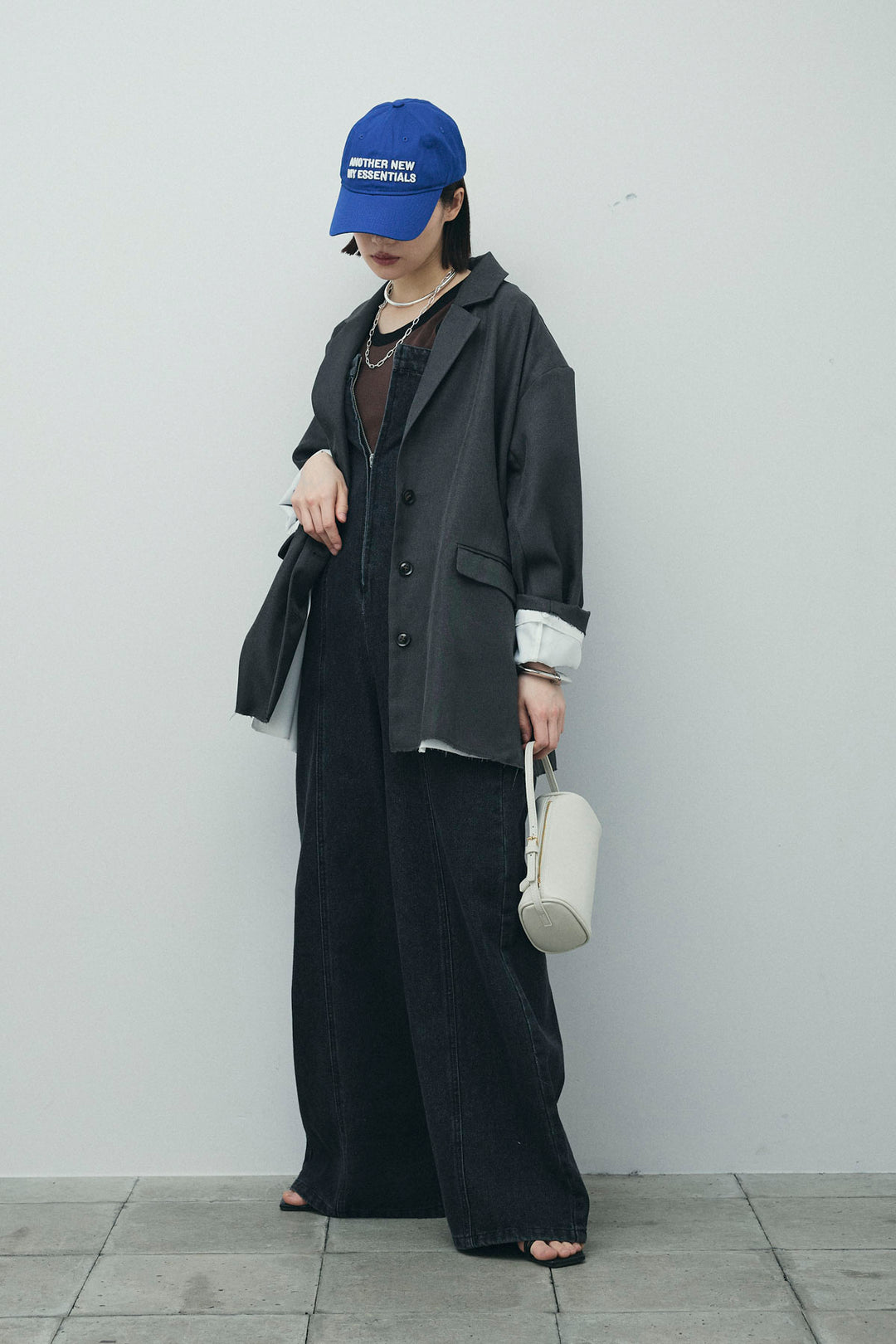 [予約/SET]ヘザーエステルテーラードジャケット+カップ付き配色アメスリタンク+デニムオールインワン(3set)