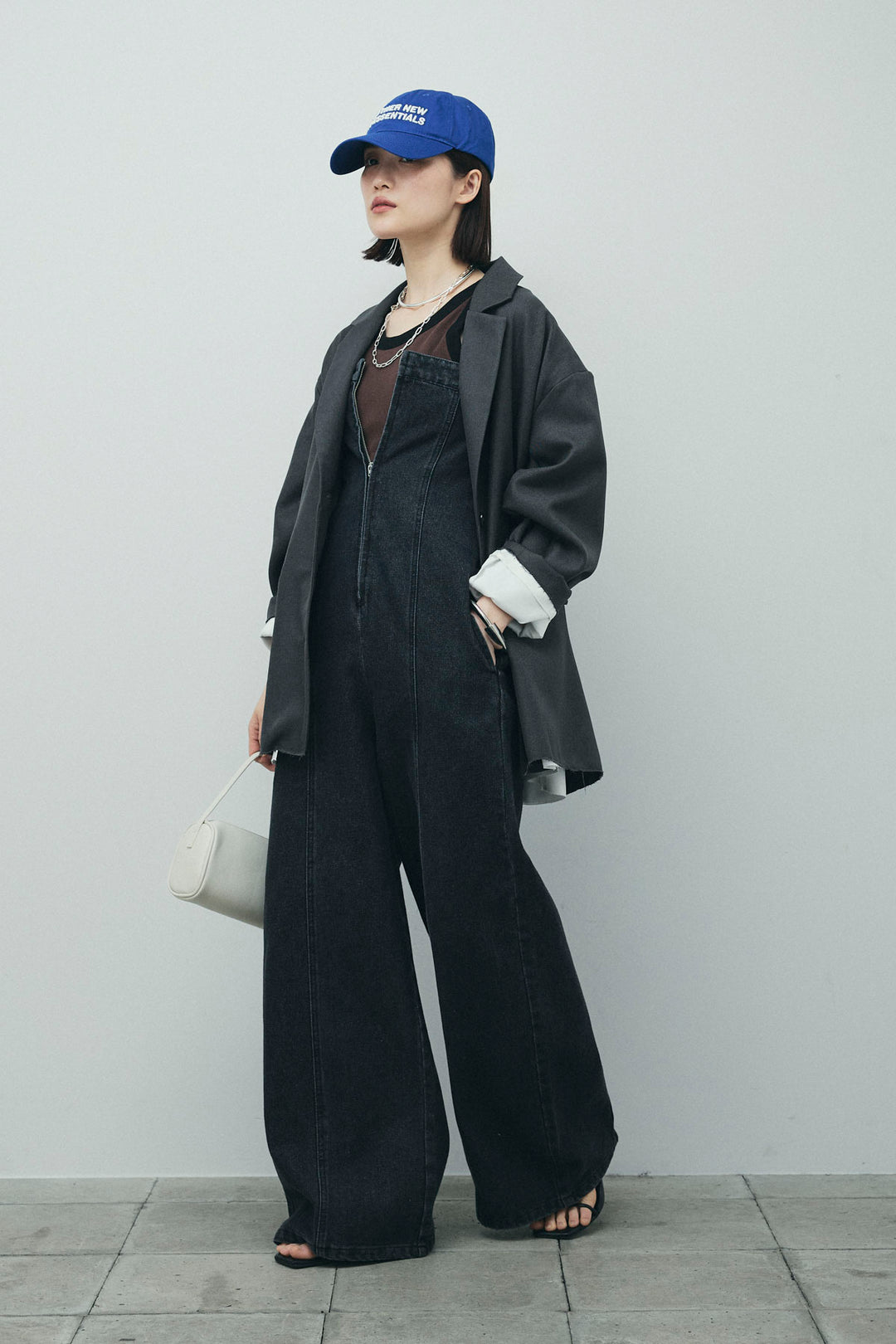 [予約/SET]ヘザーエステルテーラードジャケット+カップ付き配色アメスリタンク+デニムオールインワン(3set)