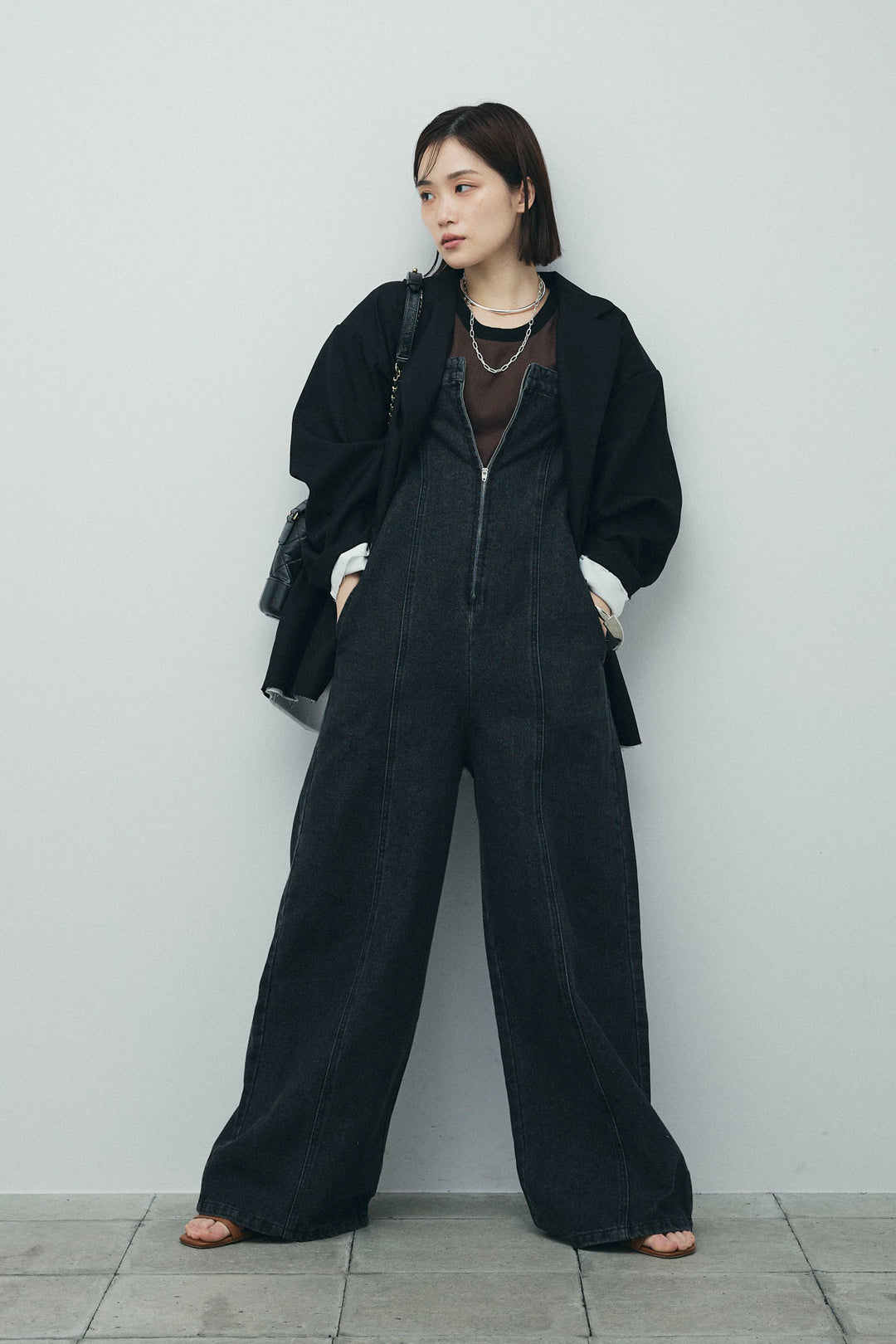 [予約/SET]ヘザーエステルテーラードジャケット+デニムオールインワン(2set)