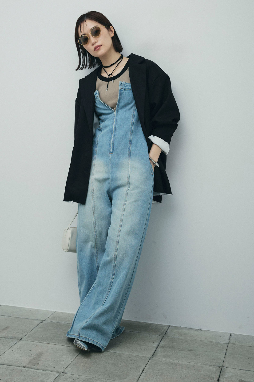 [予約/SET]ヘザーエステルテーラードジャケット+デニムオールインワン(2set)