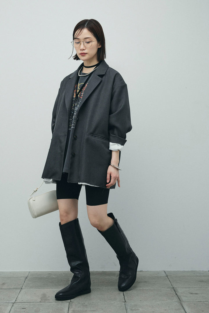 [予約/SET]ヘザーエステルテーラードジャケット+vintage-Tシャツ+ショート丈レギンス(3set)