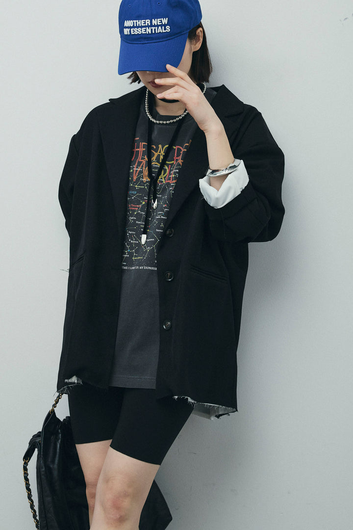 [予約/SET]ヘザーエステルテーラードジャケット+vintage-Tシャツ+ショート丈レギンス(3set)