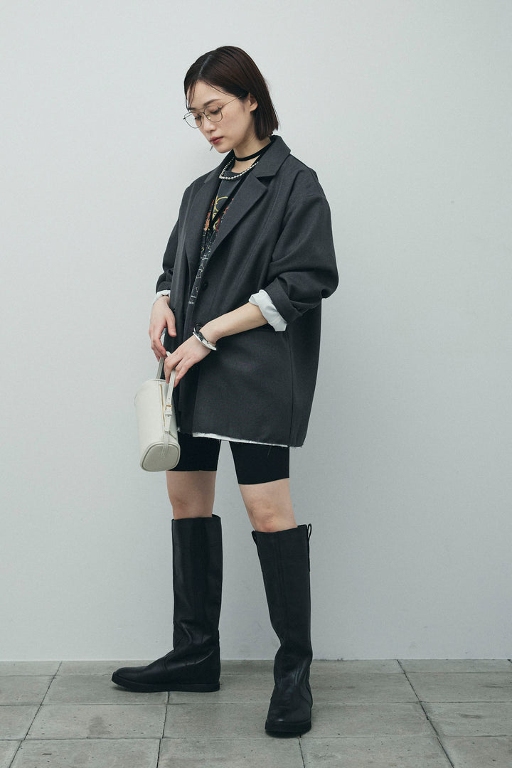 [予約/SET]ヘザーエステルテーラードジャケット+vintage-Tシャツ+ショート丈レギンス(3set)