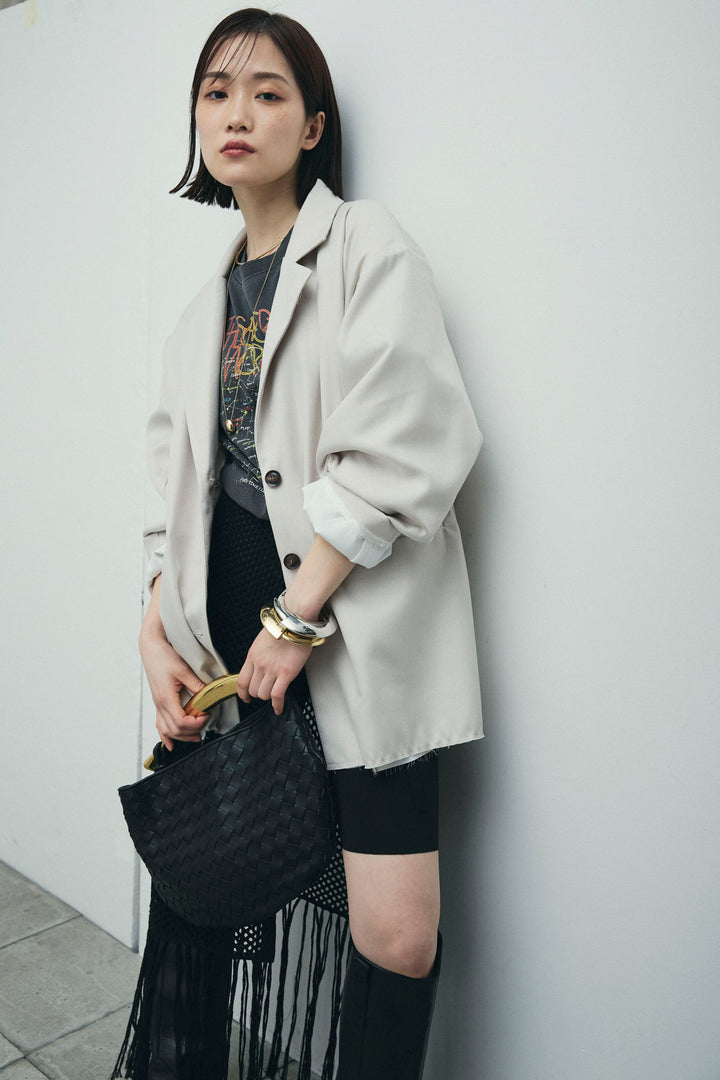 [予約/SET]ヘザーエステルテーラードジャケット+vintage-Tシャツ+ショート丈レギンス(3set)