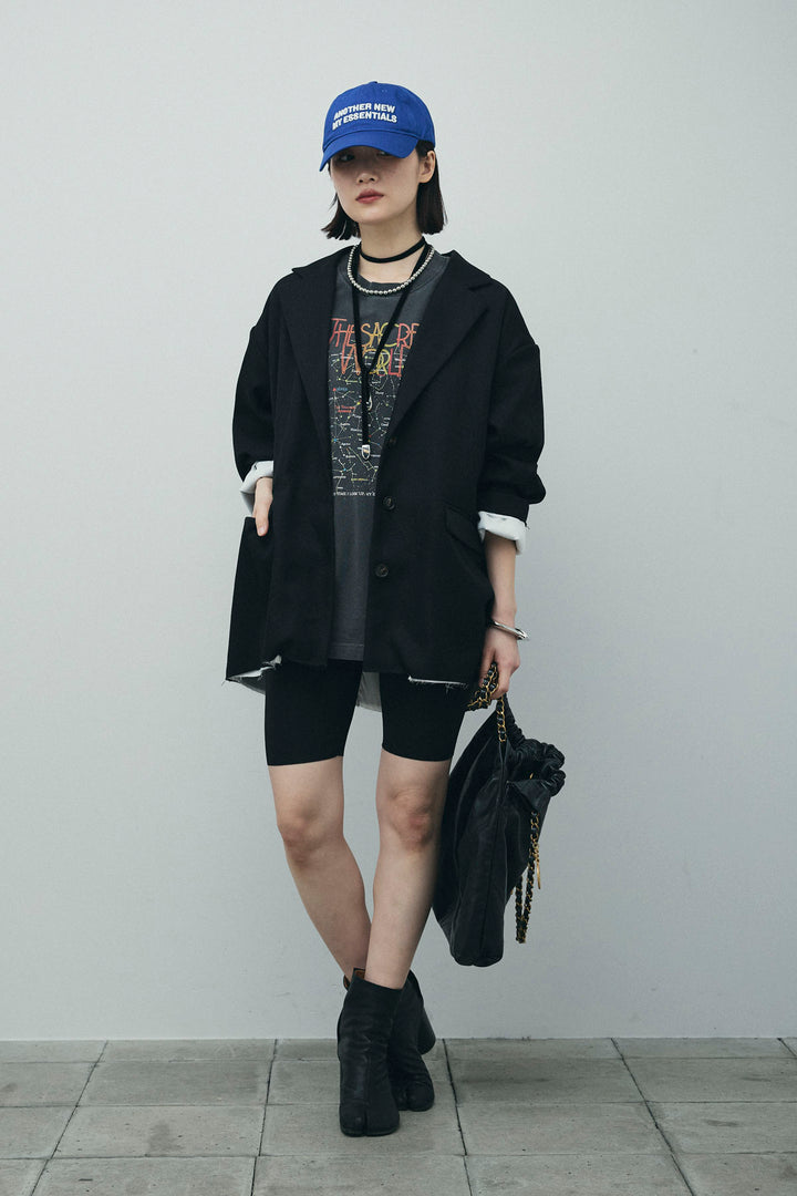 [予約/SET]ヘザーエステルテーラードジャケット+vintage-Tシャツ+ショート丈レギンス(3set)