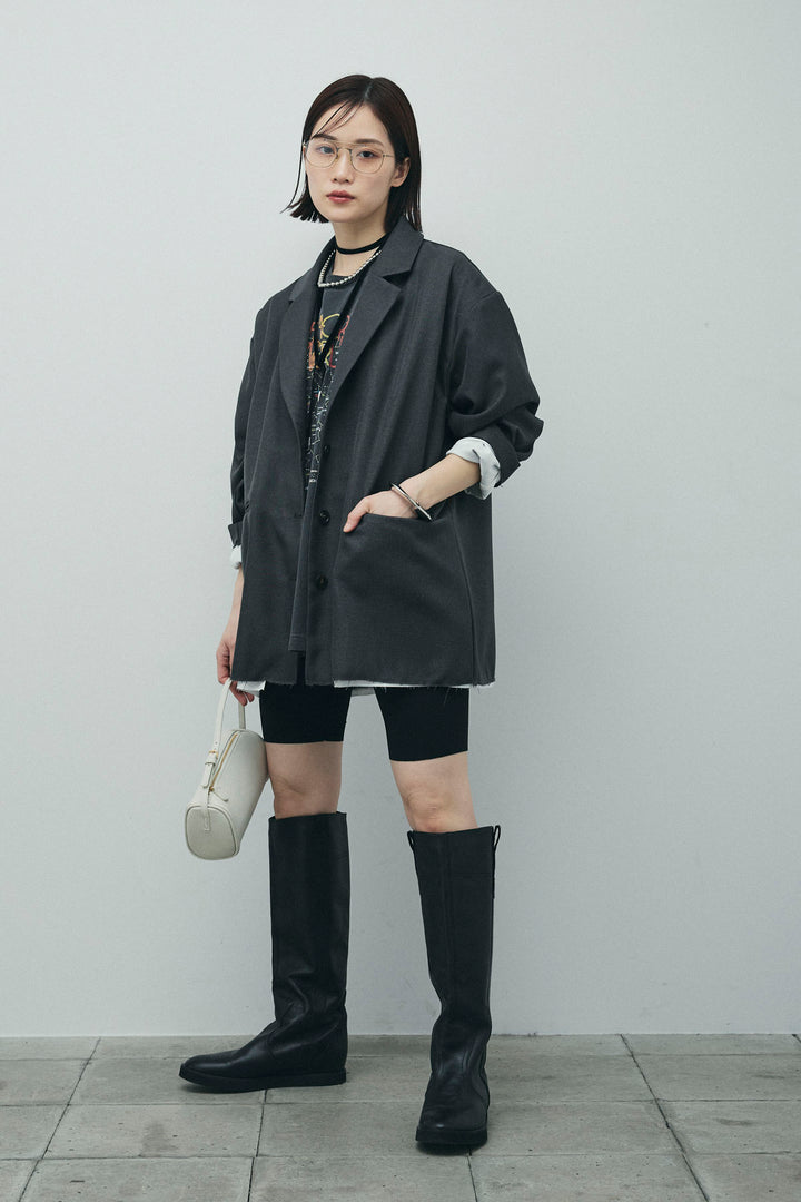 [予約/SET]ヘザーエステルテーラードジャケット+vintage-Tシャツ+ショート丈レギンス(3set)